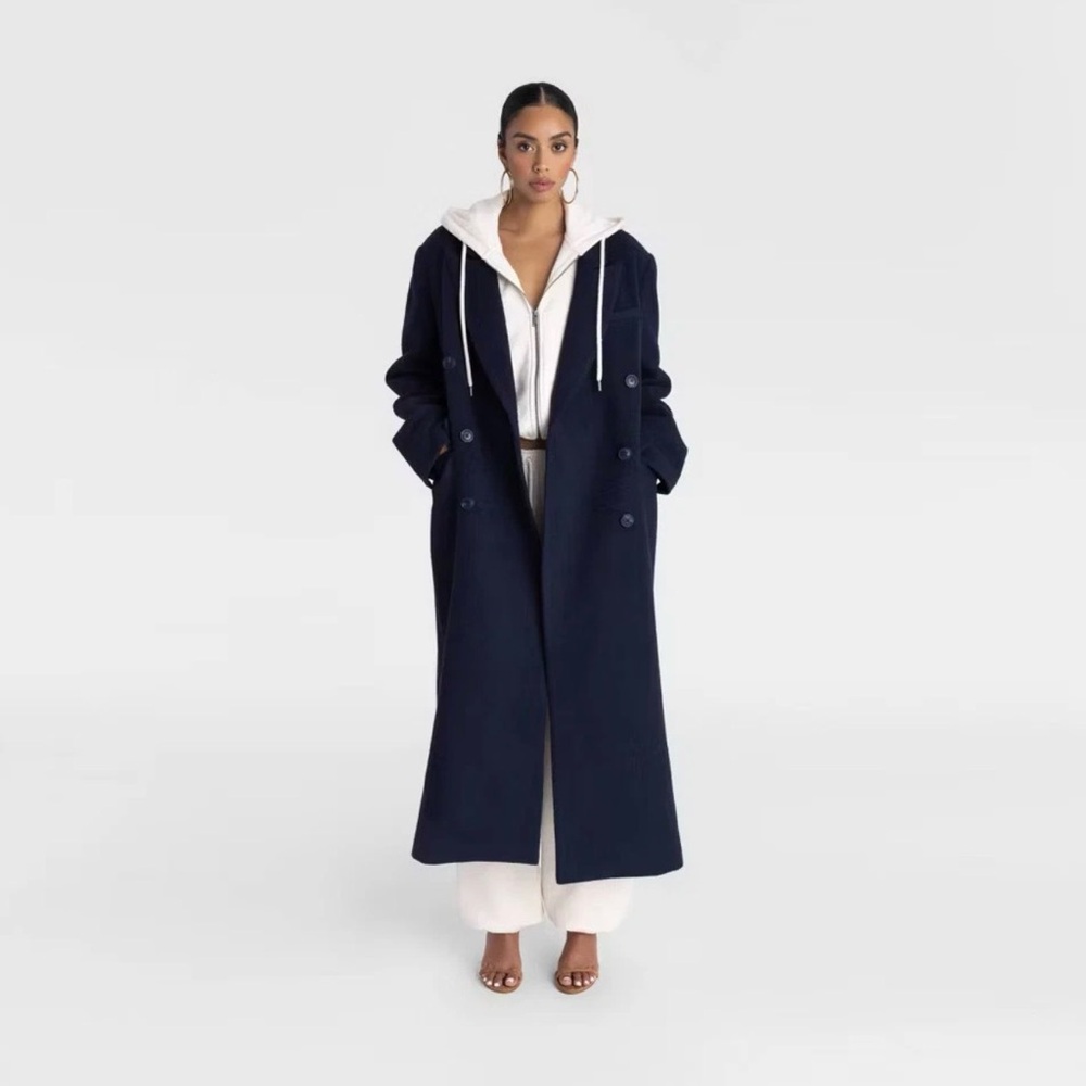 KBB by KAHLANA x Target Women's M, L, XL The Maxi Coat Navy Blue, Wool NWT New!